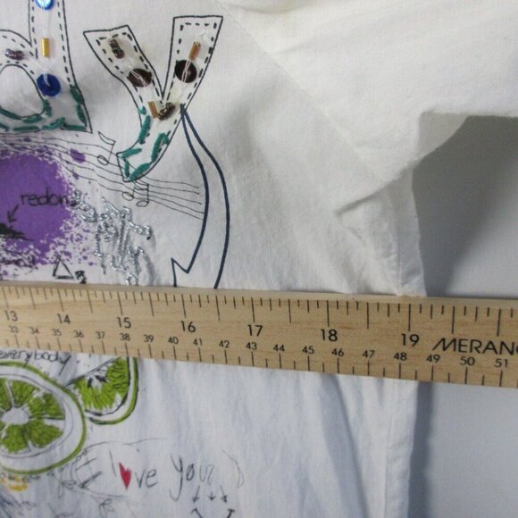 Desigual Women's White Embroidered Button Down Blouse Every Body Shirt S 138 - Picture 12 of 14